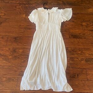 CeliaB Cream Maxi Dress with Puff Sleeves and Peter Pan Collar